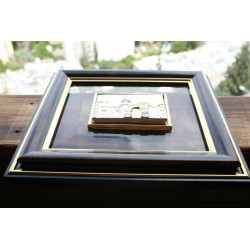 Jerusalem of Gold & Silver Tower of David Silver Plated Plaque Crystal Frame 8"
