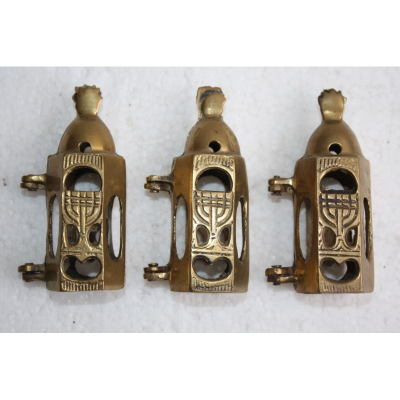 3 x Torah Scroll Case with Brass Chanuka Menorah Decorations Dragees Jais Paris
