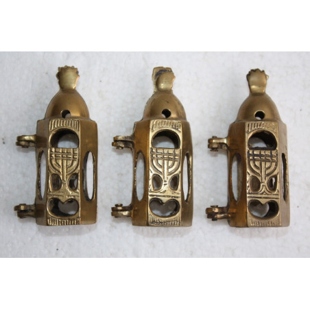 3 x Torah Scroll Case with Brass Chanuka Menorah Decorations Dragees Jais Paris