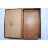 Old Antique Tooled Brown Thin Leather Jewelry Trinket Box with Copper Monogram