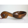 Vintage Hand Carved Rustic Russian Wooden Spoon Kovsh Bowl Cup Kvas Water Rare 1