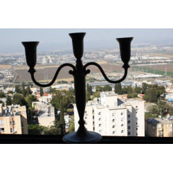 Vintage 3 Arm Metal Candlestick Candle Holder from Israel Jerusalem Holy Land 12
