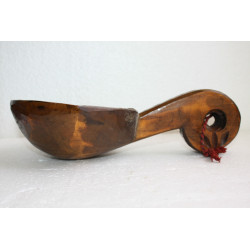 Vintage Hand Carved Rustic Russian Wooden Spoon Kovsh Bowl Cup Kvas Water Rare 1