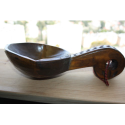 Vintage Hand Carved Rustic Russian Wooden Spoon Kovsh Bowl Cup Kvas Water Rare 1