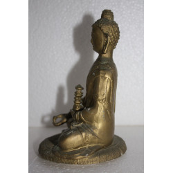 Vintage Very Old Budha Meditation Statue Resin Bronze Coloured Collectible 6"