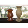 Pair of Vintage Hand Carved Wooden Vase Wood Art Home Bar Decoration