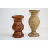 Pair of Vintage Hand Carved Wooden Vase Wood Art Home Bar Decoration