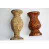 Pair of Vintage Hand Carved Wooden Vase Wood Art Home Bar Decoration