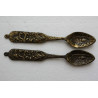 Pair of Antique Jerusalem Bronze Spoon Wall Hanging Large and Heavy Holy Land IL
