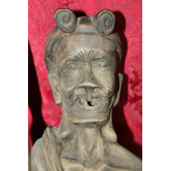 XXL 25" Antique Philippine Culture Igorot Tribe Wood Carved Warrior Head Hunter