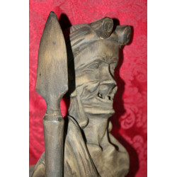 XXL 25" Antique Philippine Culture Igorot Tribe Wood Carved Warrior Head Hunter