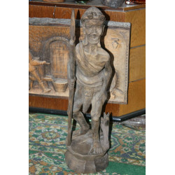XXL 25" Antique Philippine Culture Igorot Tribe Wood Carved Warrior Head Hunter