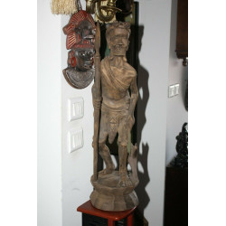 XXL 25" Antique Philippine Culture Igorot Tribe Wood Carved Warrior Head Hunter