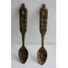 Pair of Antique Jerusalem Bronze Spoon Wall Hanging Large and Heavy Holy Land IL