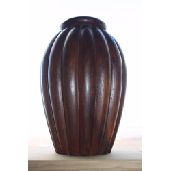 Awesome Antique Hand Carved Wood Vase Wooden Art Home Bar Decoration Collectible