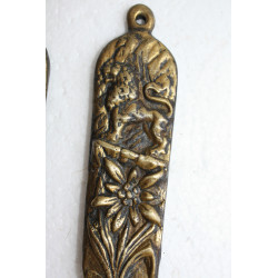 Pair of Antique Jerusalem Bronze Spoon Wall Hanging Large and Heavy Holy Land IL