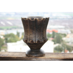 Old Antique Hand Carved Wooden Goblet Cup Urn Vase Vessel Home Bar Decoration