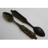 Pair of Antique Jerusalem Bronze Spoon Wall Hanging Large and Heavy Holy Land IL