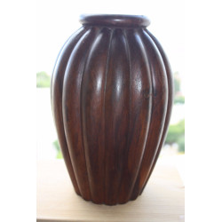 Awesome Antique Hand Carved Wood Vase Wooden Art Home Bar Decoration Collectible