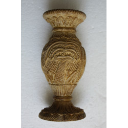 Pair of Vintage Hand Carved Wooden Vase Wood Art Home Bar Decoration