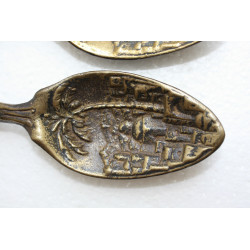 Pair of Antique Jerusalem Bronze Spoon Wall Hanging Large and Heavy Holy Land IL