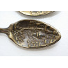 Pair of Antique Jerusalem Bronze Spoon Wall Hanging Large and Heavy Holy Land IL