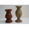 Pair of Vintage Hand Carved Wooden Vase Wood Art Home Bar Decoration