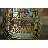 VINTAGE SOLID BRONZE ENAMEL JUDAICA JERUSALEM FOOTED NAPKIN HOLDER ILAN Marked