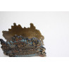 VINTAGE SOLID BRONZE ENAMEL JUDAICA JERUSALEM FOOTED NAPKIN HOLDER ILAN Marked