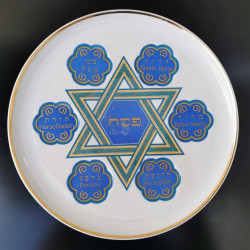 Old Vintage Porcelain Naaman Passover Tray Plate Judaica Jerusalem Holy Land