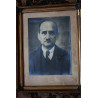 Antique Man Photo in Gilded Wooden Frame Glass and Ornate Brass Corners 17"