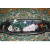 Polished Stone Fruit Sculptures Red Stone Grape Cluster with Jadeite Leaves