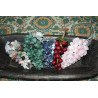 Polished Stone Fruit Sculptures Red Stone Grape Cluster with Jadeite Leaves