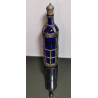 Antique Handcrafted Moroccan Blue Glass Bottle with Metal Overlay